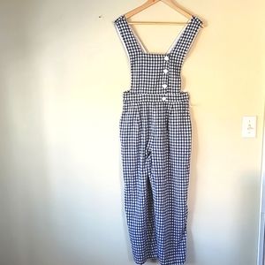 ZARA BASIC GINGHAM CHECKED JUMPSUIT SIZE S